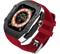 ANZOAT Kit de modification de boîtier de montre en fibre de carbone, pour Apple Watch Ultra 49 mm avec bracelet en silicone, boucle en métal anti-poussière, pour iWatch 8 7 6 5 4 SE 45/44 mm, 45mm