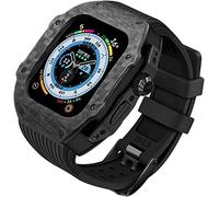 ANZOAT Kit de modification de boîtier de montre en fibre de carbone, pour Apple Watch Ultra 49 mm avec bracelet en silicone, boucle en métal anti-poussière, pour iWatch 8 7 6 5 4 SE 45/44 mm, 44mm