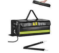 ANZOME Ebike Housse de batterie ignifuge jusqu'à 1250 °C, étanche et anti-explosion avec trous de passage de câbles et fermeture Velcro à l'intérieur, pour le stockage, le transport (bandes