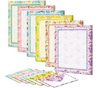 Anzon Mories Papier de papeterie vintage Morris (ligné double face) 48 feuilles et enveloppes, 24 pièces, lettres florales 6 couleurs, compatible avec imprimerie, format lettre américaine 27,9 x 21,6