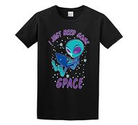 AO DA XIONG Men's I Just Need Some Space Alien with Laptop John Schwegel Transparent Cotton T Shirt Black M