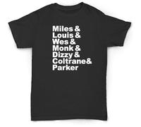 AO DA XIONG Men's Kind Jazz Name T Shirt Dizzy Miles Davis Soul Funk Monk Cool Black L