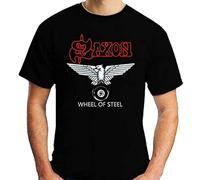 AO DA XIONG Men's Loose Short Sleeve Usic Band Saxon Wheels of Steel T Shirt T-Shirts Black XXL