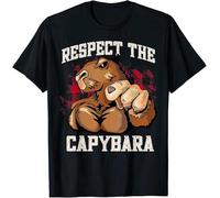 AO DA XIONG Men's New Limited Respect The Capybara Rodent Muscle Capybara T-Shirt Black S