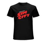 AO DA XIONG Men's Sin City Retro Movie Logo Men T-Shirts Black L