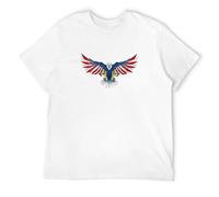 AO DA XIONG Men's Veterans Patriotic American Bald Eagle Mullet with USA Flag T-Shirts White S