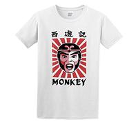 AO DA XIONG Monkey Magic Retro Graphic 70S 80S Kung Fu Martial Arts Short Sleeve Mens Shirt White XXL