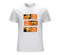 AO DA XIONG The Good The Bad and The Ugly Horror Movie Vintage Men's Cotton T Shirt White XXL