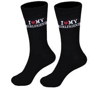 Ao Yee ZGL Chaussettes noires avec imprimé « I Love My Girlfriend » - Idéal pour les cadeaux romantiques, Chaussettes-f1, Large