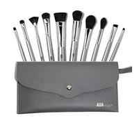 AOA Studio Lot de 10 pinceaux professionnels pour fond de teint, mélange, blush, poudre, kabuki (argenté)