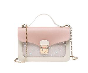 AOAKY Mini sac à main en chaîne pour petites filles - Mini sac à main en forme d'étoile pour femme - Sac à main rose pour petites filles - Sac à main amovible à trois couches en mezzanine de grande