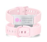 AOAMID Bracelet d'alerte lymphœdème réglable en acier inoxydable sans bp sans aiguilles pour femme Bracelet médical d'urgence pour cancer du sein, Large, Sans pierre précieuse