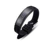AOAMID Bracelet Sport en Acier Inoxydable avec Verset Bible en Silicone Citation Mantra Cadeaux Chrétiens - Bracelet Chrétien pour Homme et Femme, Silicone, Sans pierre précieuse