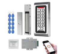 AOAMZ Système de Contrôle d’Accès WiFi Tuya RFID avec Clavier à Code Métal IP68, Alimentation 12V 3A, Serrure Électromagnétique 280kg (600lbs) Finition Brossée, Bouton de Sortie + 10 Badges 125kHz(5)