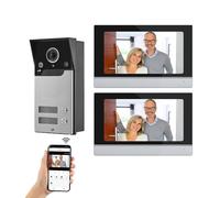AOAMZ WiFi Tuya Interphone Vidéo Filaire 2 unités Sonnettepour Accueil Vidéo Sonnette Visiophone Système, 7" Moniteur Intérieur écran Tactile, 1080P HD Sonnette de Caméra Filaire Vision Nocturne