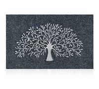 AOAOPQ Arbre de Vie Tapis de Porte intérieur antidérapant avec Envers en Caoutchouc antidérapant Facile à Nettoyer pour entrée, Couloir ou Cuisine Motif Arbre Gris 60 x 90 cm