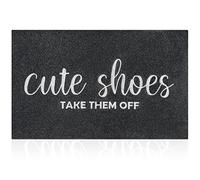 AOAOPQ Cute Shoes Take Them Off Tapis de Bienvenue Tapis d'entrée extérieur pour Porte d'entrée avec Envers en Caoutchouc Paillasson d'intérieur en polystyrène antidérapant Noir