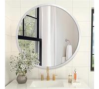 AOAOPQ Miroir de salle de bain, miroir rond pour mur, miroir de vanité, cadre en métal argenté de 50,8 cm, miroir anti-rouille pour entrée, salle de bain, salon
