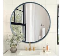 AOAOPQ Miroir de Salle de Bain pour Mur, Miroirs pour Mur, Encadré en Métal, Rond, Suspension, Mat, 60 x 60 cm, Turquoise, Grand, Moderne, Idéal pour Salle de Bain, Ferme de Campagne, Suspension