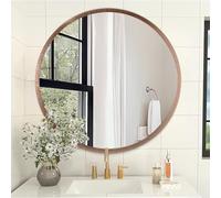 AOAOPQ Miroir en Or Rose Mural Monture Murale Ronde avec Cadre en Métal pour Salle de Bain, Chambre, Entrée, Salon, Couloir 50 x 50 cm