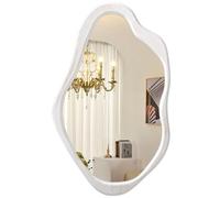AOAOPQ Miroir mural irrégulier 60 x 90 cm pour salle de bain - Miroir asymétrique - Miroir artistique décoratif pour salon, chambre à coucher, salle de bain, couloir, entrée - Blanc