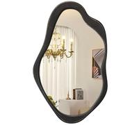 AOAOPQ Miroir mural irrégulier décoratif asymétrique abstrait avec cadre en bois unique pour salle de bain, chambre à coucher, salon, vestiaire, entrée, lave-linge, noir