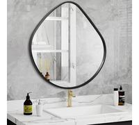 AOAOPQ Miroirs muraux irréguliers avec cadre en métal - Miroir décoratif moderne à suspendre pour entrée, chambre à coucher, salon, salle de bain - Noir