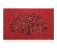 AOAOPQ Tapis de Bienvenue en polystyrène antidérapant pour Porte d'entrée avec Envers en Caoutchouc - Motif Arbre de Vie - Rouge