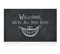 AOAOPQ Tapis de Porte Amusant pour intérieur avec Dos en Caoutchouc Naturel, Noir Smiley pour Porte d'entrée, Couloir, Jardin