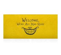 AOAOPQ Tapis d'intérieur Amusant « Welcome We're All Mad Here » pour Porte d'entrée, Tapis d'entrée extérieure, Tapis d'entrée pour entrée, terrasse, Zones occupées et extérieur, Jaune