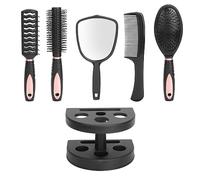 Aoaoy 5pcs Set Brush Se Brush Brosse à Cheveux Démêler le Peigne de Style Massage Miroir et Support de Support de Massage Peigne à Airbag avec Base, à Côte