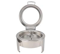 Aoaoy Bouffet rond résistant en acier inoxydable, serveur de buffet avec couvercle en verre pour événements, mariage, camping, dîner (poêle à 2 compartiments)