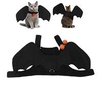 Aoaoy Costume d'Halloween mignon avec ailes de chauve-souris pour chat avec clochettes de citrouille, vêtements amusants pour bal masqué (L)