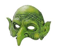 Aoaoy Demi-masque de sorcière effrayant pour Halloween, carnaval, fête costumée, déguisement de sorcier, vert