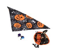 Aoaoy Ensemble de décorations d'Halloween personnalisées pour animal de compagnie, écharpe triangulaire mignonne, lunettes, coiffe pour chiens, chats, chiots, chatons, matériau charmant et confortable