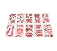 Aoaoy Ensemble de Tatouage de Cicatrice Temporaire avec de Faux Sang et des Autocollants Enroulés, Facile à Appliquer et à Retirer pour le Maquillage D'Halloween, Idéal pour Effrayer (Package t)