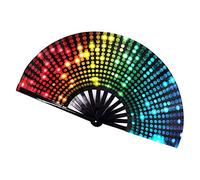 Aoaoy Grand éventail pliable Rave Raving Pounds Fluorescent pour danse en ligne, coloré Festival de la main Raves Halloween Burlesque Edm Music Festival Disco Party (assorti)