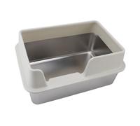 Aoaoy Grande poêle à dispersion en acier inoxydable avec côtés hauts et couvercle ouvert anti-éclaboussures - Livré avec pelles à ordures, idéal pour les boîtes de toilette pour chat à moitié fermées