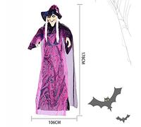 Aoaoy Halloween Suspendu Sorcière aux Yeux LED, Horreur Idéale Sorcière Suspendue pour la Porte du Porche du Salon, Appel Effrayant, Contrôle du Toucher