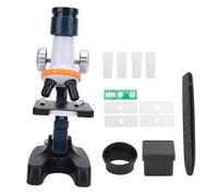 Aoaoy Kit scientifique pour microscope haute définition avec alimentation par batterie et 4 fenêtres en verre vides, idéal pour les débutants et les élèves qui apprennent (bleu)