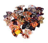 Aoaoy Lot de 24 Nœuds de Toilettage pour Chien, élégants Accessoires Artisanaux pour Chiots et Chats, avec Visages de Citrouille, Crânes, Chapeaux d'halloween, Bâtons et fantômes.