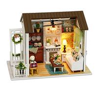 Aoaoy Maison de poupées en bois, kits de bricolage avec meubles et lumières LED, kits de maison de poupées 3D à construire pour adolescents et adultes, anniversaire joyeux, meubles et ornements exquis