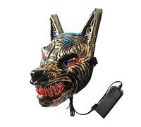 Aoaoy Masque d'halloween à LED, Tête de Loup Effrayante, Masque Lumineux, Simulation de Tête de Loup, pour Cosplay, Carnaval, Fêtes Masquées, Maisons Hantées, Festivals