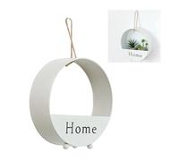 Aoaoy Panier en Fer Rond Moderne pour Suspension Murale, Organisateur de Stockage pour Vivre ou Salle à Manger, Panier de Fleurs Rondes, Blanc