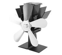 Aoaoy Ventilateur de Poêle à Bois 5 Foyer à Ailes Ventilateur à Chaleur - Four à Fourgon Poêle à Bûcher en Bûche de Bûche de Bûcher (Argent)