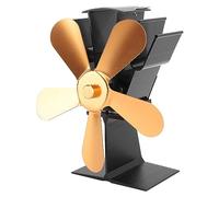 Aoaoy Ventilateur de Poêle à Bois 5 Foyer à Ailes Ventilateur à Chaleur - Four à Fourgon Poêle à Bûcher en Bûche de Bûche de Bûcher (Doré)