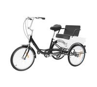 AOAPUMM Tricycle adulte 20 ", 3 roues, noir, avec panier, vitesse unique, siège réglable en hauteur, charge maximale 120 kg, cadre stable en acier au carbone pour le shopping et les loisirs