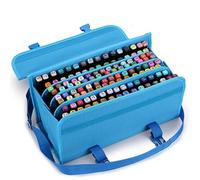 Aoartix Étui à marqueurs, 171 emplacements pour marqueurs à alcool bleu, sac de transport pour marqueurs artistiques, stylos de peinture permanents, marqueurs effaçables à sec, marqueurs de réparation