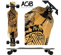 AOB Longboard Tribal Curves - Longboard pour tous les âges - Montage Drop Thru - Longboard