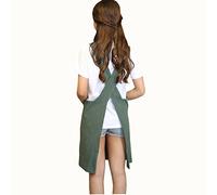 AOBBYBBS Tablier en coton et lin avec double poches pour homme Vert sauge
